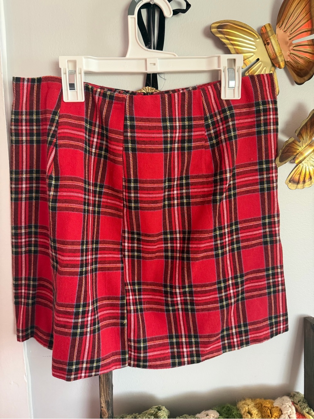 SHEIN Red Black Tartan Mini Skirt